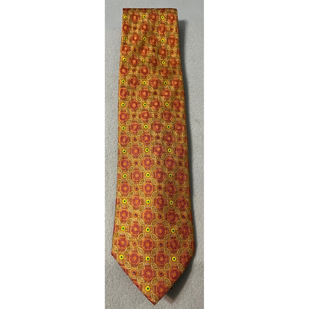 Ermenegildo Zegna‎ Men's Necktie Orange Floral Silk Italian Designer